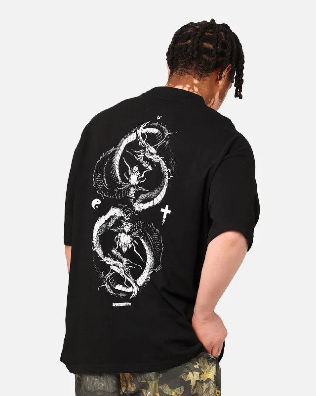 The Anti Order Double Dragon T-Shirt Black-- Seamless Knitted Crochet