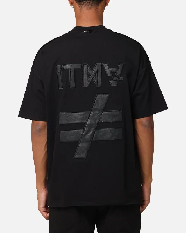 The Anti Order Symbolism Non Seam Oversized T-Shirt Black/Black-- V-Neck T-Shirt Long Sleeve Cotton The Anti Order Symbolism Non Seam Oversized T-Shirt Black/Black-- V-Neck T-Shirt Long Sleeve Cotton