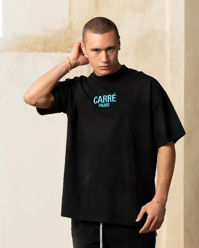 Carre Vapor Oversized T-Shirt Washed Black-- Faux Fur Fabric Real Fur Fabric Shearling Fabric