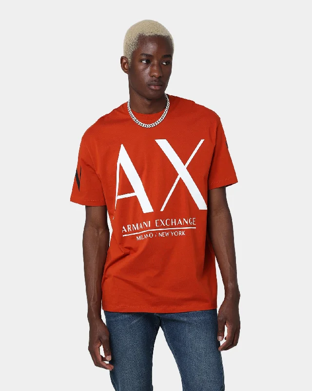 Armani Exchange Logo T-Shirt Rooibos Tea-- Mesh Fabric Canvas Fabric Denim Fabric
