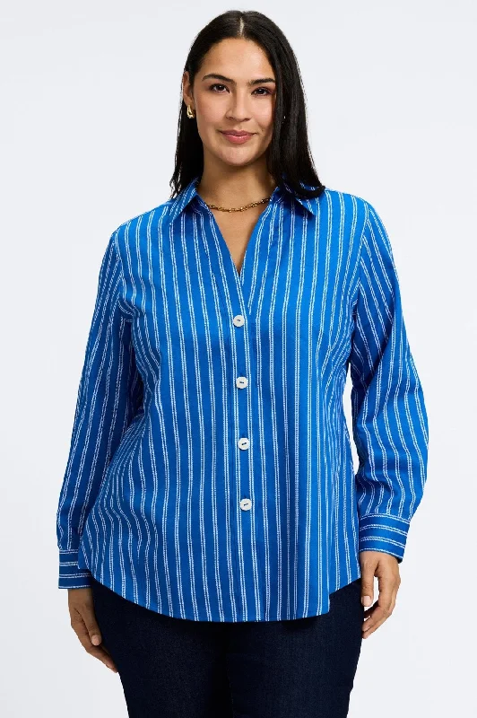 Paityn Plus No Iron Rope Stripe Shirt-- Ribbed Striped Patterned