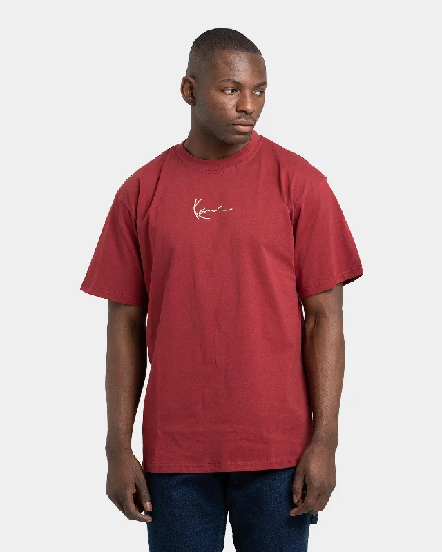 Karl Kani Small Signature T-Shirt Dark Red-- Graphic Embroidered Appliqued