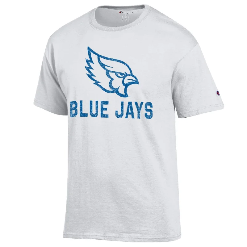 Liberty Blue Jays LOGO T-Shirt - Champion-- Striped Floral Plaid