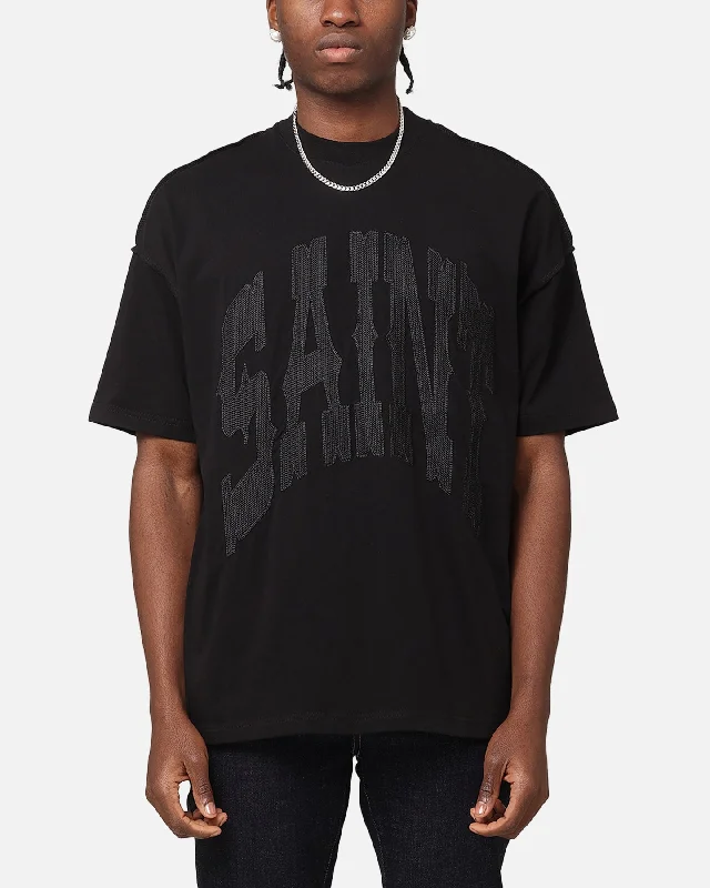 Saint Morta Outlaw Xweave Boxy T-Shirt Black-- Fleece Nylon Spandex