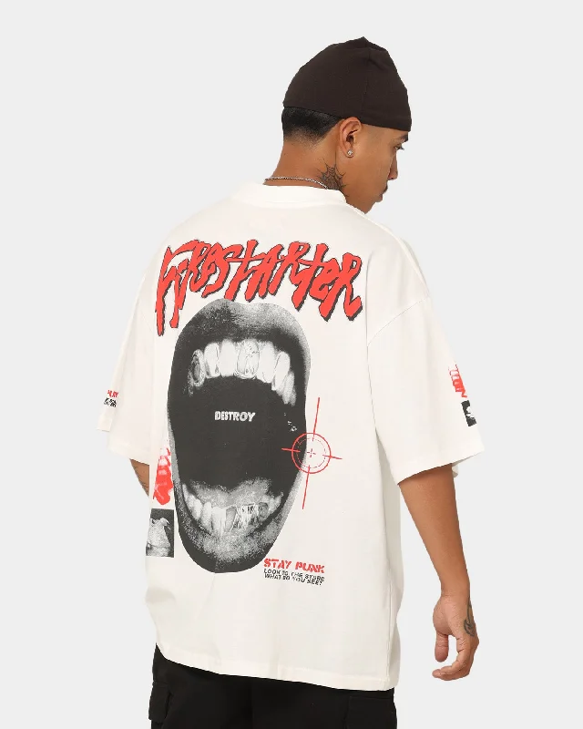 Loiter Firestarter Vintage T-Shirt Off White-- Denim Fabric Leather Fabric Suede Fabric