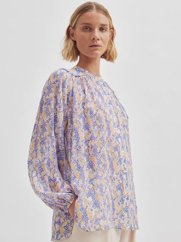 Second Female Poppi Shirt Blue-- Welt Pockets Slit Pockets