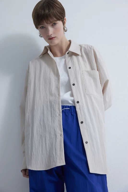 Rousseau Shirt Bone-- Mesh Canvas Denim