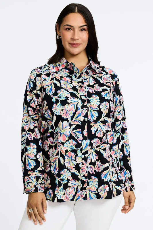 Meghan Plus No Iron Night Blossoms Shirt-- Mesh Fabric Canvas Fabric Denim Fabric