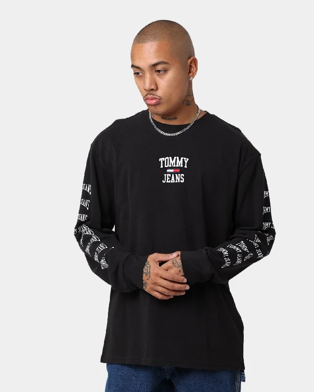 Tommy Jeans TJM Homespun Graphic Long Sleeve T-Shirt Black-- Solid Print Embellished Tommy Jeans TJM Homespun Graphic Long Sleeve T-Shirt Black-- Solid Print Embellished