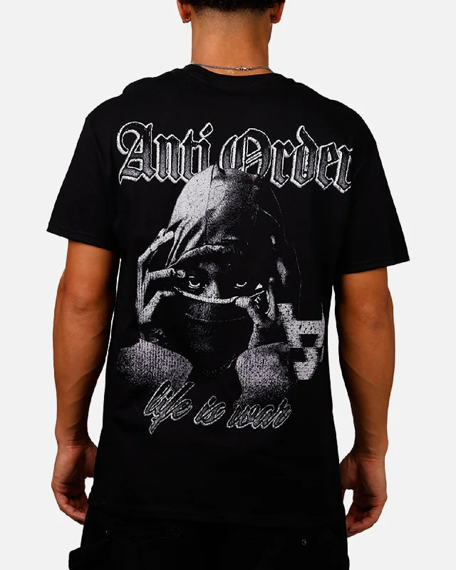 The Anti Order Balaclava T-Shirt Black-- Handmade Hand-knitted Hand-woven