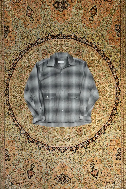 SUGARHILL OMBRE CONSTRUCTED SHIRT(BLACK)-- Notch Collar Peter Pan Collar Cowl Neck