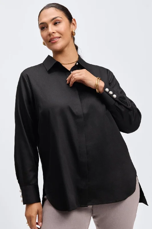 Pearl Plus No Iron Stretch Matte Sateen Shirt-- Cashmere Blend Cotton Blend Poly Blend Pearl Plus No Iron Stretch Matte Sateen Shirt-- Cashmere Blend Cotton Blend Poly Blend