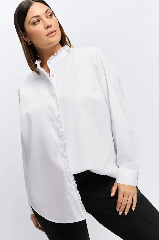 Mariel Plus Stretch Matte Sateen No Iron Shirt-- Collared Crew Neck Turtle Neck