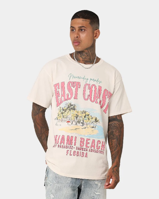 American Thrift Miami Beach Vintage T-Shirt Off White-- Cotton Fabric Linen Fabric Terry Fabric