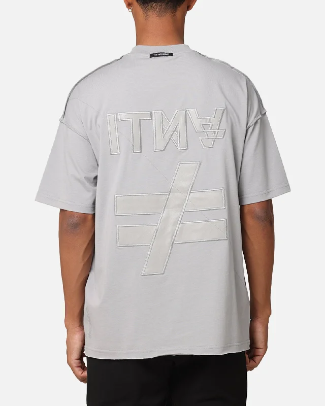 The Anti Order Symbolism Non Seam Oversized T-Shirt Gray-- Graphic T-Shirt Round Neck Polyester The Anti Order Symbolism Non Seam Oversized T-Shirt Gray-- Graphic T-Shirt Round Neck Polyester