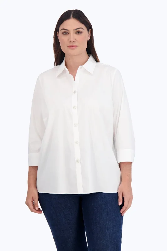 Kelly Plus Stretch No Iron Shirt-- Mesh Canvas Denim