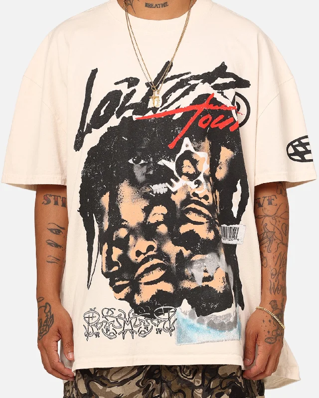Loiter Rager Vintage T-Shirt Off White-- Embroidered Appliqued Beaded