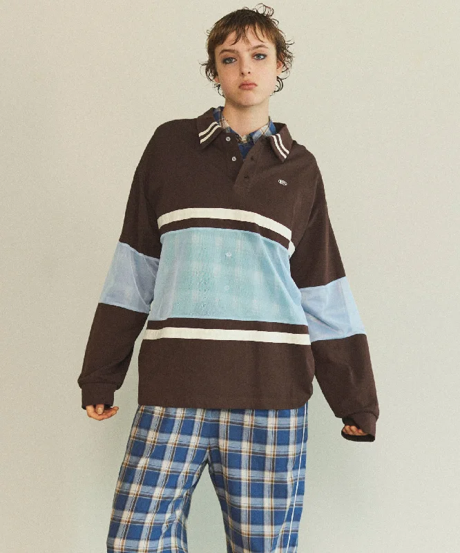 【25SPRING PRE-ORDER】Mesh Fabric Combination Rugby Shirt-- Polka Dot Checkered Tartan 【25SPRING PRE-ORDER】Mesh Fabric Combination Rugby Shirt-- Polka Dot Checkered Tartan