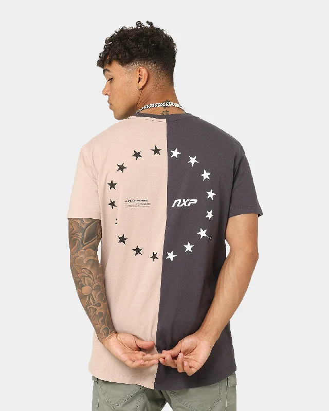 Nena and Pasadena Elements Scoop Back T-Shirt Pigment Asphalt-- Mesh Blend Leather Blend Suede Blend