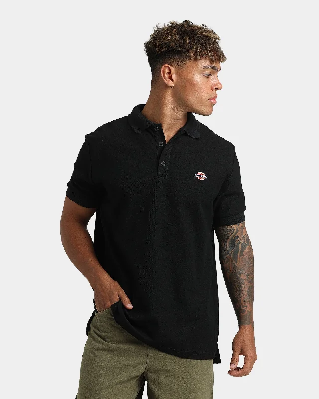 Dickies H.S Carta Polo T-Shirt Black-- Asymmetrical Pockets Print