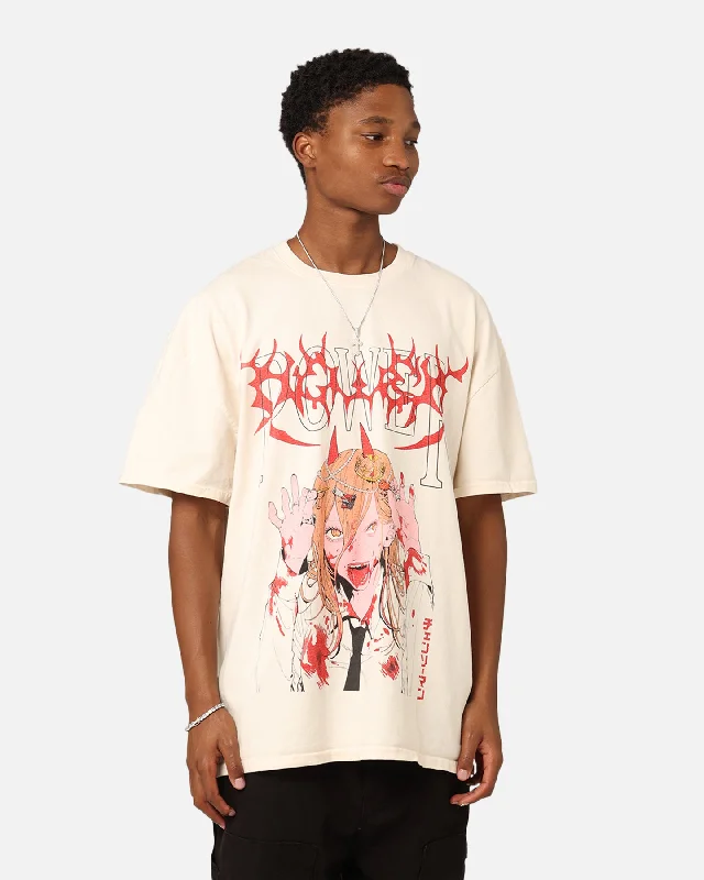 Goat Crew X Chainsaw Man Power Heavyweight T-Shirt Off White-- Solid Color Striped Floral Goat Crew X Chainsaw Man Power Heavyweight T-Shirt Off White-- Solid Color Striped Floral