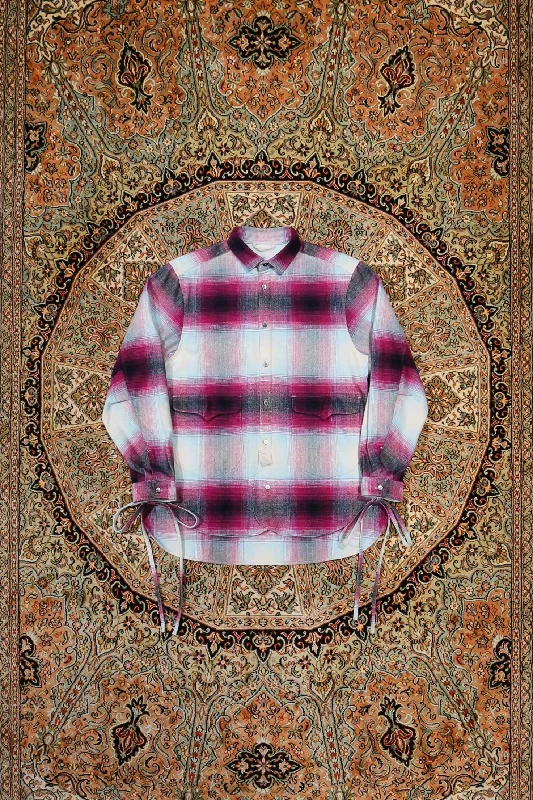 SUGARHILL HERRINGBONE OMBRE ROUND FRONT SHIRT(PINK)-- Cotton Fabric Linen Fabric Terry Fabric SUGARHILL HERRINGBONE OMBRE ROUND FRONT SHIRT(PINK)-- Cotton Fabric Linen Fabric Terry Fabric