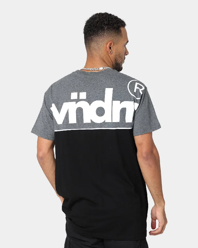 WNDRR Duel Panel T-Shirt Black/Dark Marl-- Lace Blend Ribbed Blend Corduroy Blend