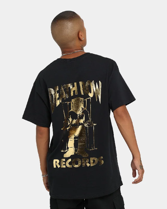 Deathrow Records Deathrow Logo T-Shirt Black/Gold-- Wool Fabric Cashmere Fabric Tweed Fabric Deathrow Records Deathrow Logo T-Shirt Black/Gold-- Wool Fabric Cashmere Fabric Tweed Fabric