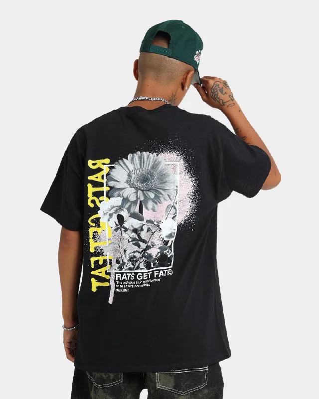 Rats Get Fat Paint Flower T-Shirt-- Zippered Front Buttoned Front Snap Front