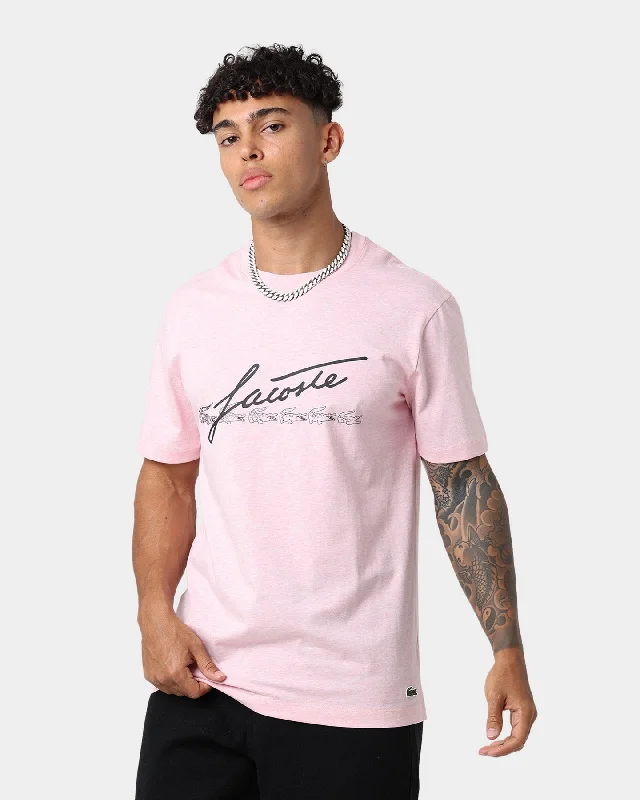 Lacoste Rene Signature T-Shirt Heather Lotus-- Fitted T-Shirt Seamless Stretchy