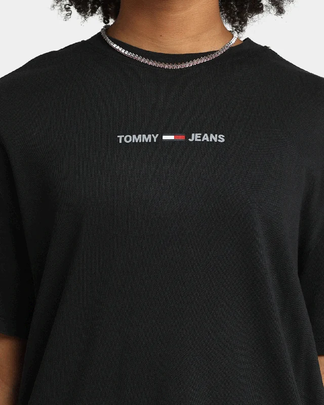 Tommy Jeans Women's Oversized Reflective Linear T-Shirt Black-- Fashionable Trendy Casual