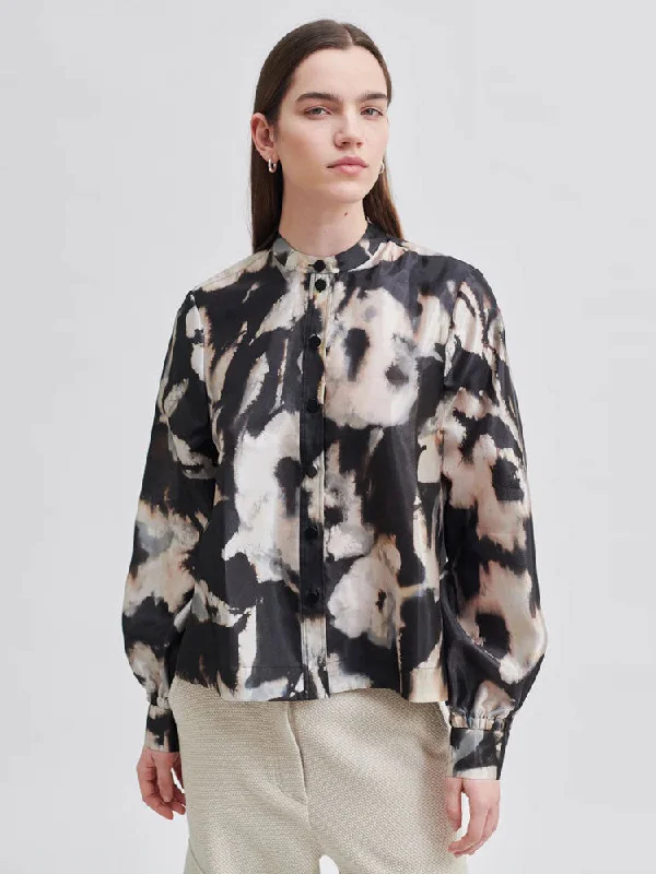 Second Female Softly Shirt Black-- Collared Crew Neck Turtle Neck