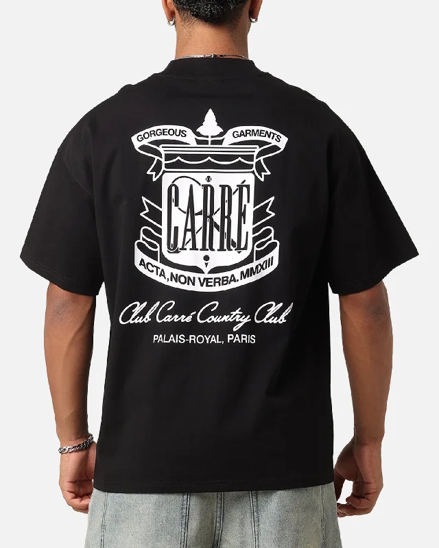 Carre Deeds T-Shirt Black-- Knit Fabric Woven Fabric Fleece Fabric