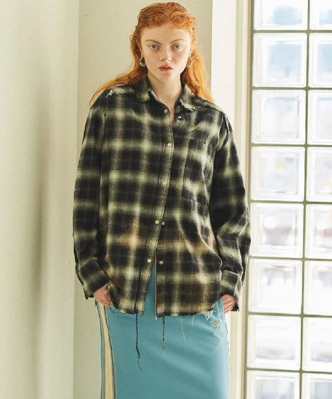 【25SPRING PRE-ORDER】Bleach Processing Plaid Pattern Shirt-- Terry Blend Velvet Blend Canvas Blend 【25SPRING PRE-ORDER】Bleach Processing Plaid Pattern Shirt-- Terry Blend Velvet Blend Canvas Blend