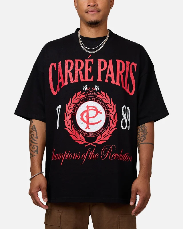 Carre Champs 24 Mock T-Shirt Black-- Polka Dot Checkered Tartan