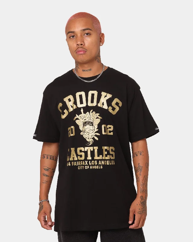 Crooks & Castles Fairfax Varsity T-Shirt Black/Gold-- Machine Wash Dry Clean Hand Wash