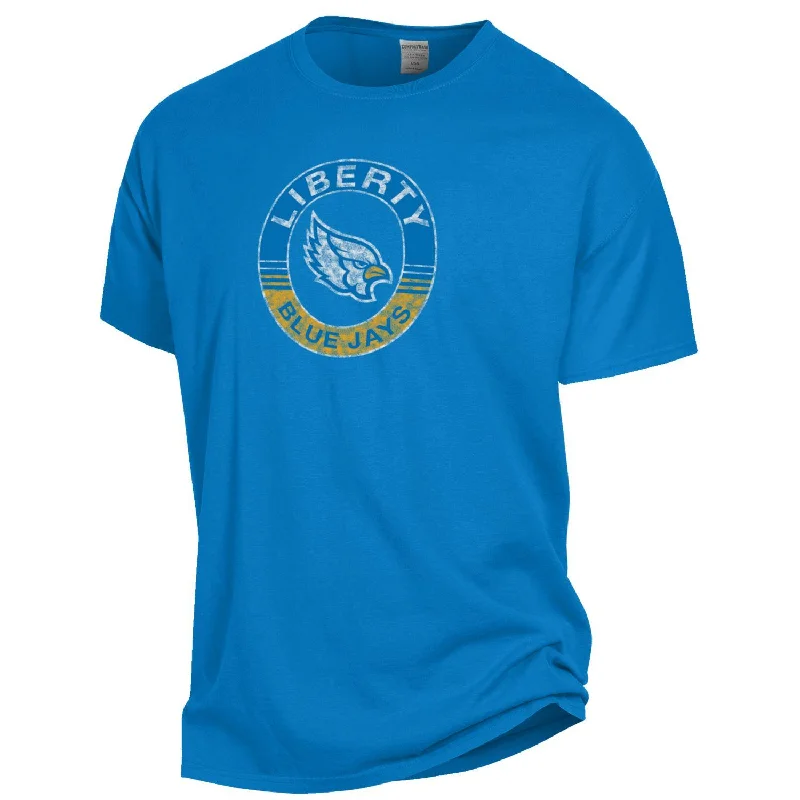 Liberty Blue Jays Short Sleeve Summer Sky T-Shirt - Comfort Wash-- Print Jacquard Patchwork