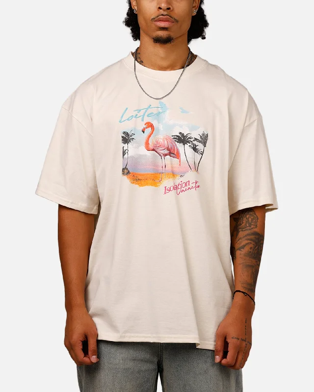 Loiter Isolation Vacation T-Shirt Off White-- Boxy Fit Fitted Loose
