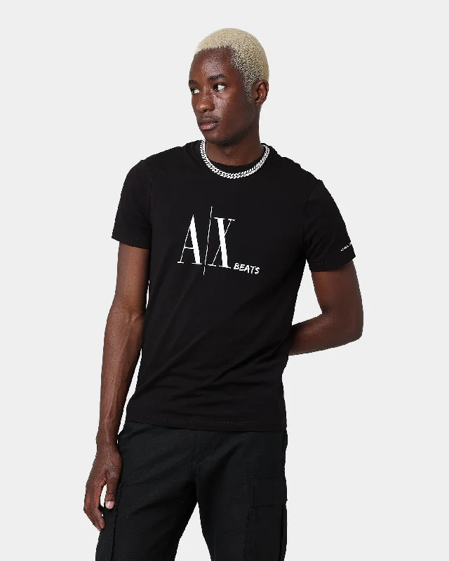 Armani Exchange  Logo T-Shirt Black-- Fleece Fabric Down Fabric Feather Fabric