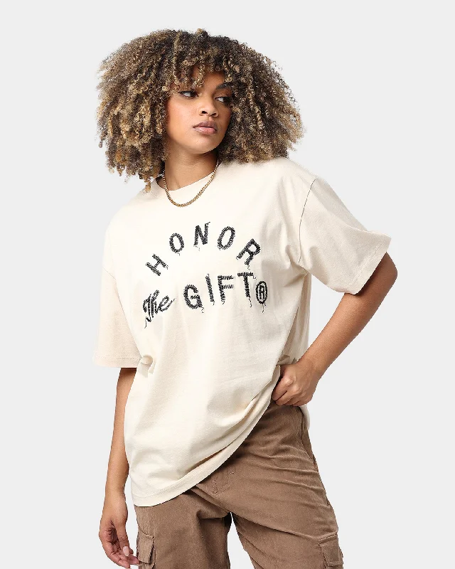Honor The Gift HTG Weathered T-Shirt Cream-- Ribbed Striped Patterned