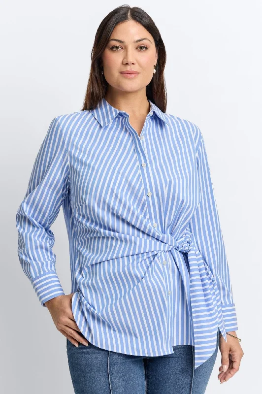 Sabine Plus Stretch No Iron Stripe Tie Shirt-- Notch Collar Peter Pan Collar Cowl Neck Sabine Plus Stretch No Iron Stripe Tie Shirt-- Notch Collar Peter Pan Collar Cowl Neck