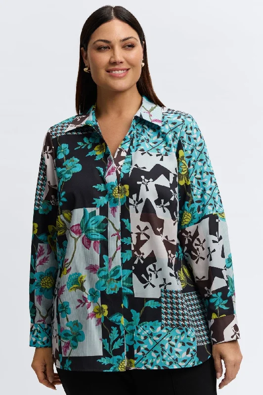 Kylie Plus Fall Conversational Shirt-- Terry Blend Velvet Blend Canvas Blend
