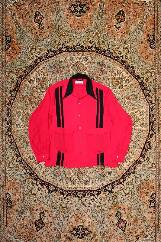 SUGARHILL CRAPE BOWRING SHIRT(PINK)-- Wool Fabric Cashmere Fabric Tweed Fabric