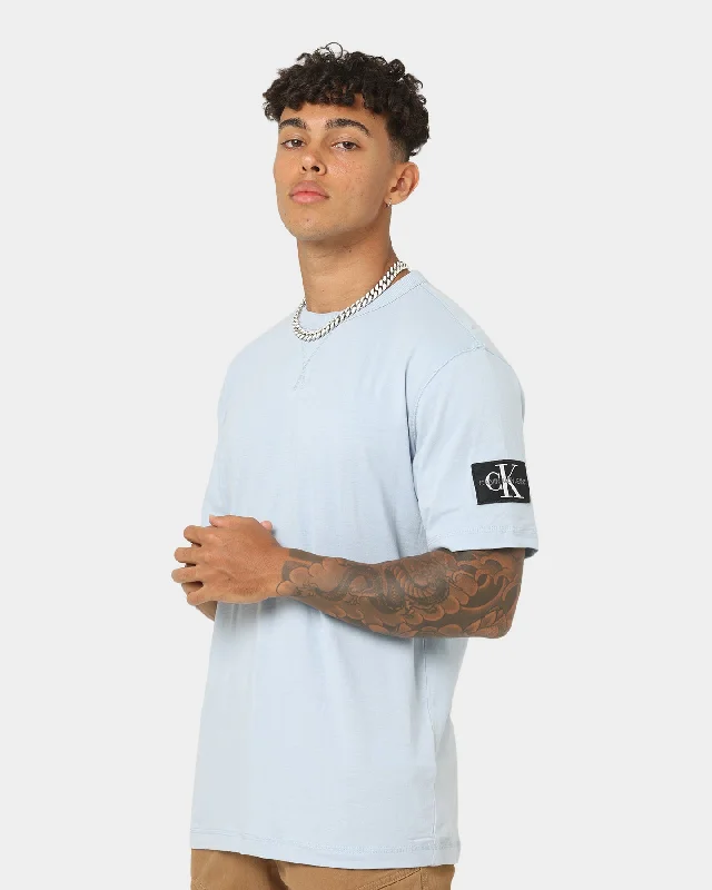 Calvin Klein Monogram Sleeve Badge T-Shirt Bayshore Blue-- Terry Blend Velvet Blend Canvas Blend