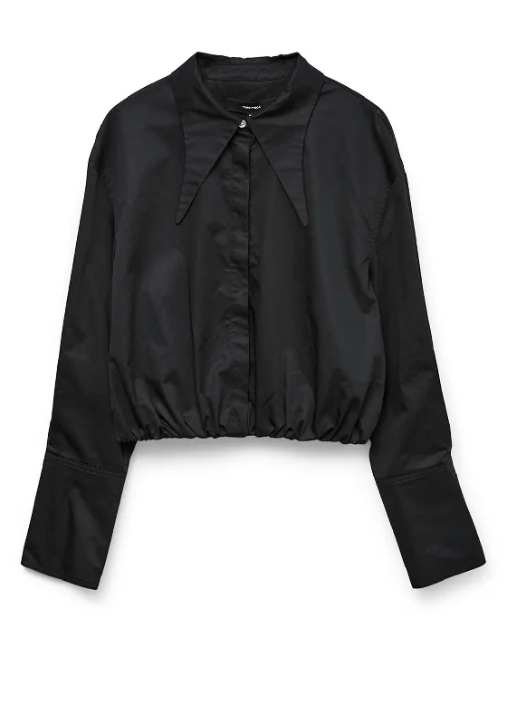 Vero Moda Melli Balloon Shirt, Black-- V-Neck T-Shirt Long Sleeve Cotton