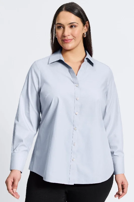 Mary Plus Essential Pinpoint No Iron Shirt-- Rayon Velvet Corduroy
