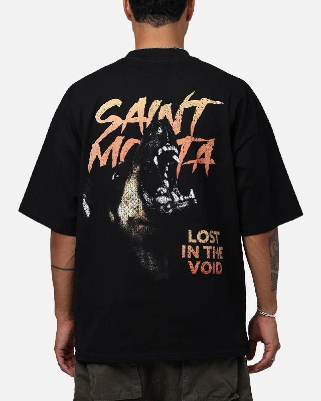 Saint Morta Deranged Mock T-Shirt Black-- Notch Collar Peter Pan Collar Cowl Neck