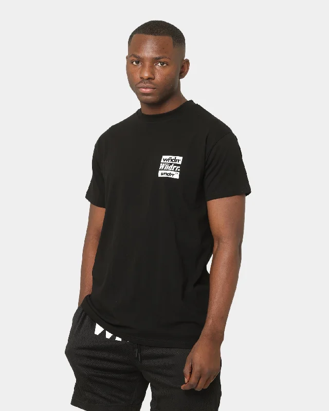 WNDRR Icon Custom Fit T-Shirt Black-- Ribbed Striped Patterned