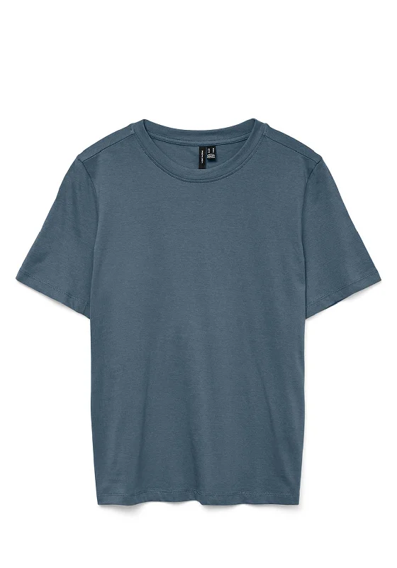 Vero Moda Paulina Short Sleeve T Shirt, Blue-- Plaid T-Shirt Polka Dot Checkered