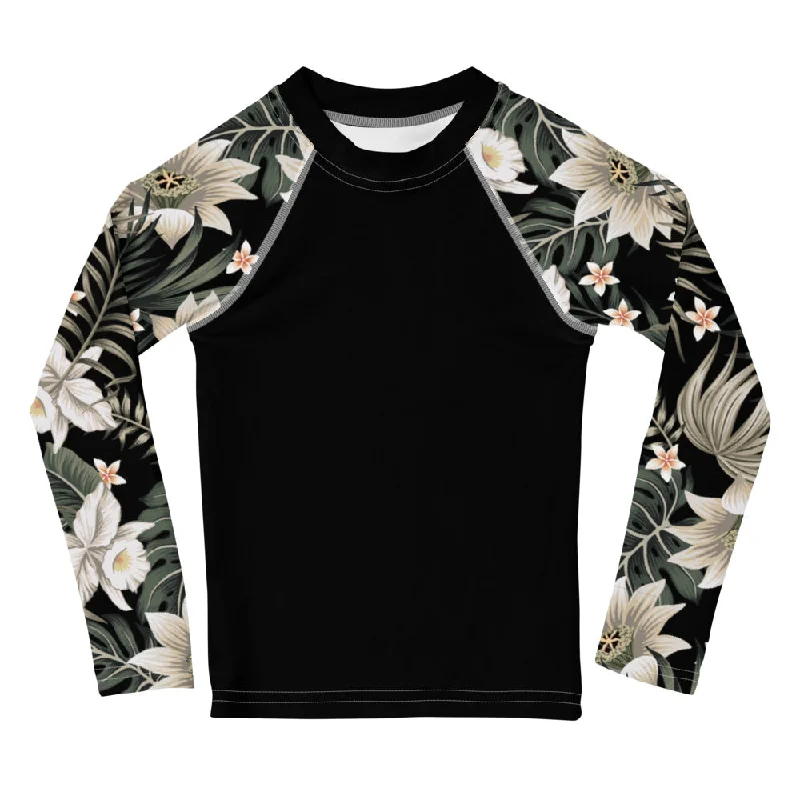 Girls (2T-7) UPF 50 Long Sleeve Rash Guard Sun Shirt - Hawaiian Lily-- Denim Fabric Leather Fabric Suede Fabric Girls (2T-7) UPF 50 Long Sleeve Rash Guard Sun Shirt - Hawaiian Lily-- Denim Fabric Leather Fabric Suede Fabric